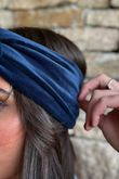 Nora Stretch Velour Headband Navy
